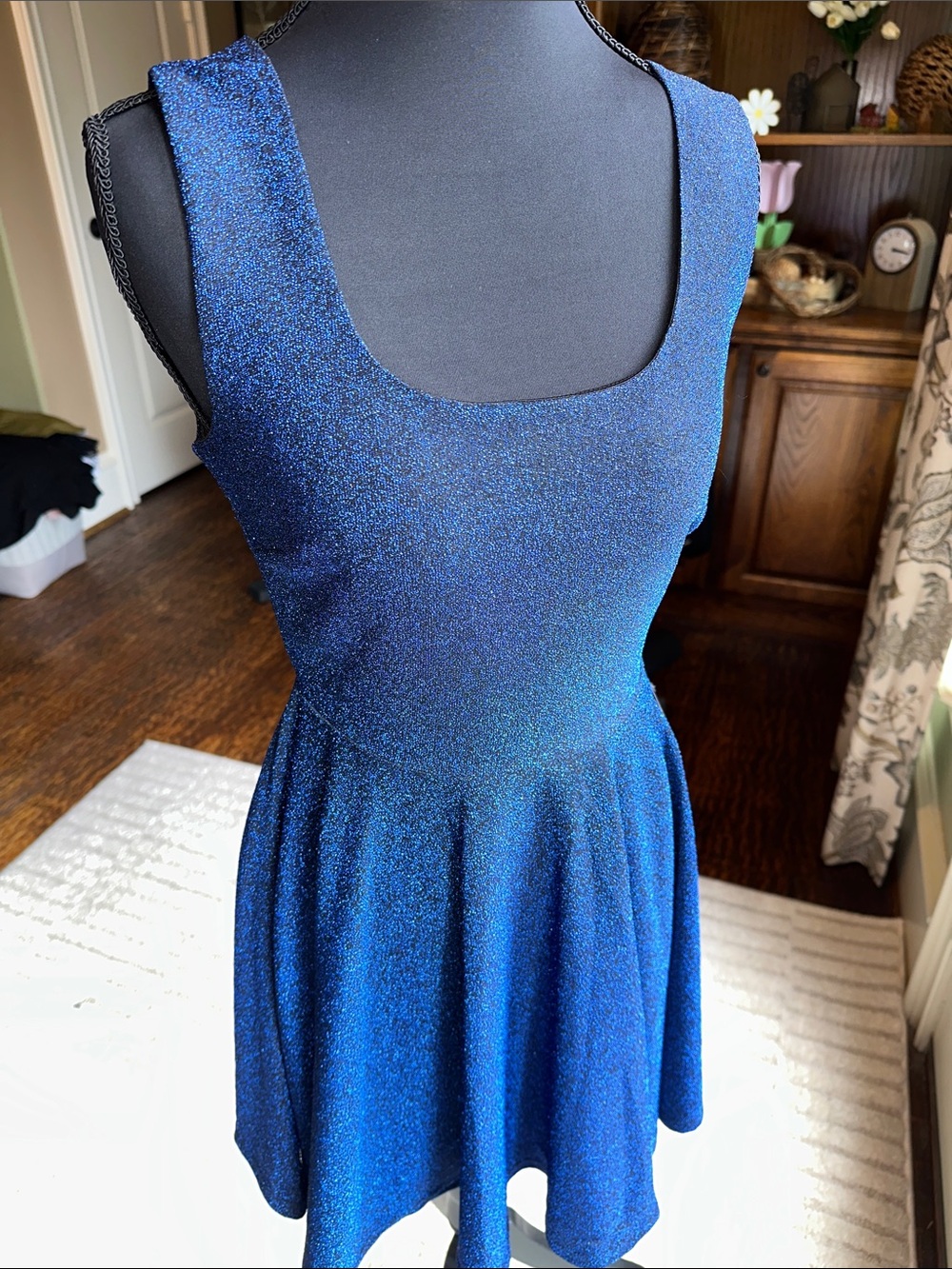 Lulu's Shimmering Royal Blue Fit & Flare Mini Dress